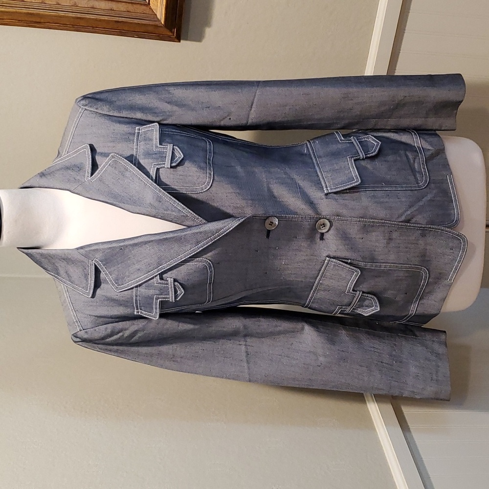 Michael Kors Collection "denim" shantung silk blazer